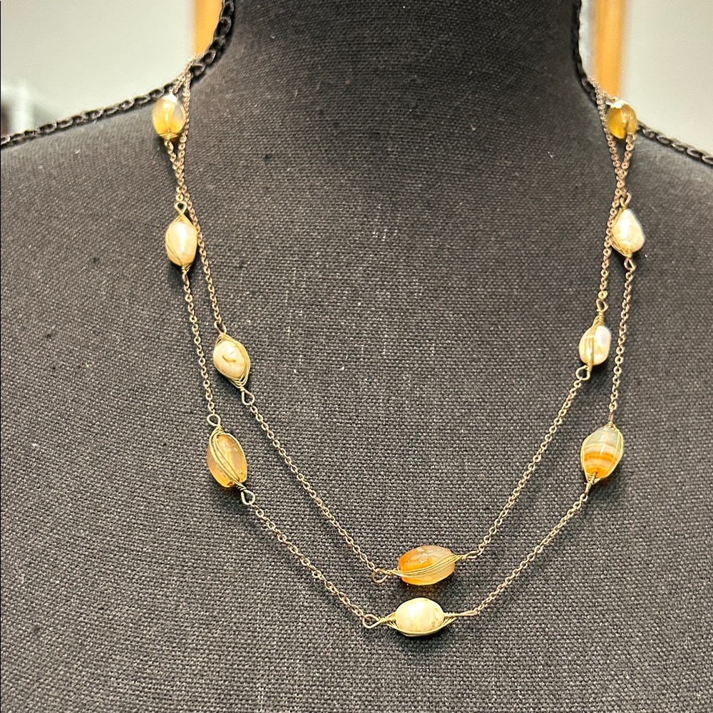 Genuine Pearl and Elbaite handmade necklace